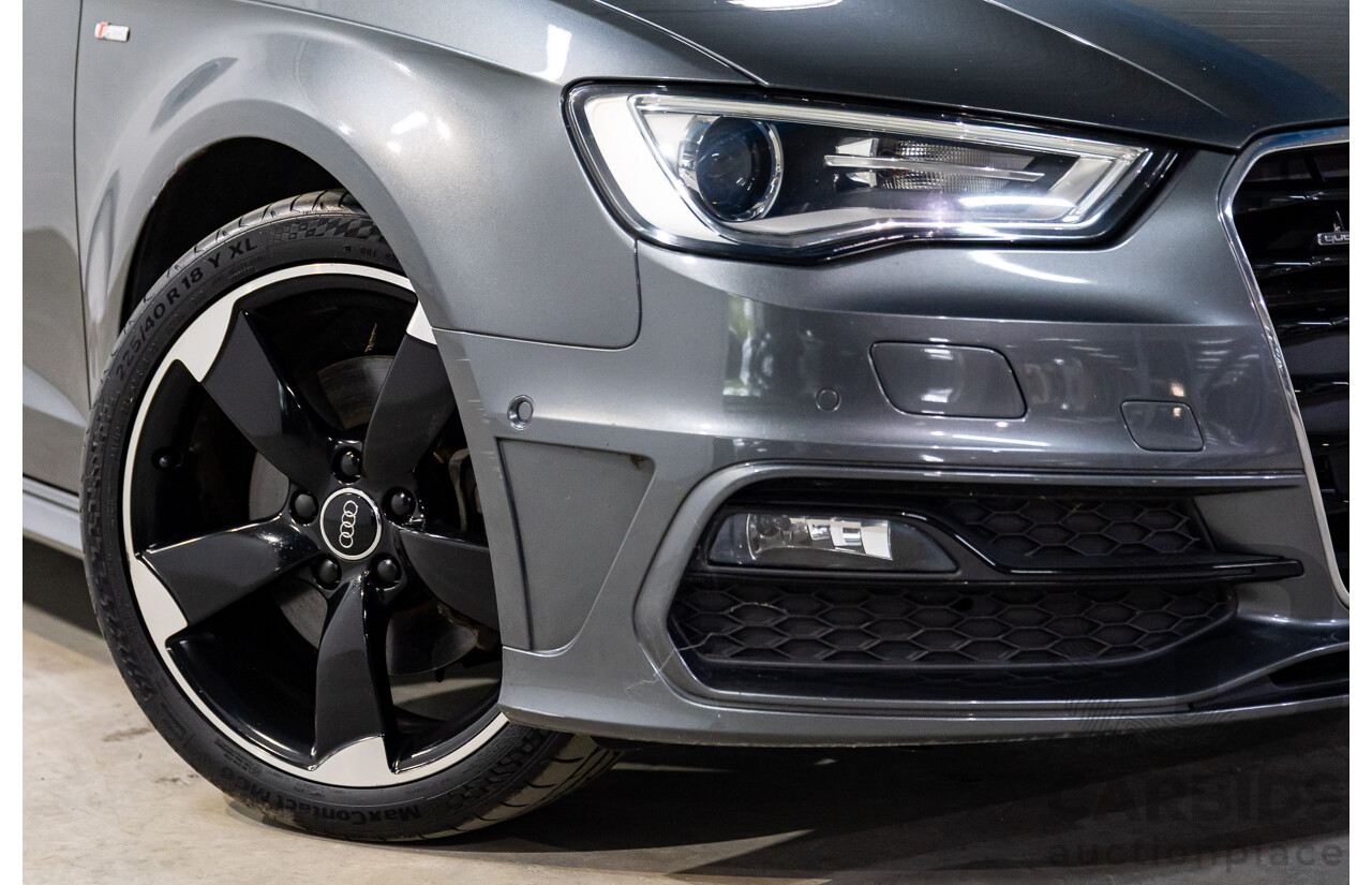 2/2015 Audi A3 Sportback S-Line 1.8 TFSI Quattro (AWD) Ambition 8V MY15 5d Hatchback Daytona Grey Pearl Turbo 1.8L
