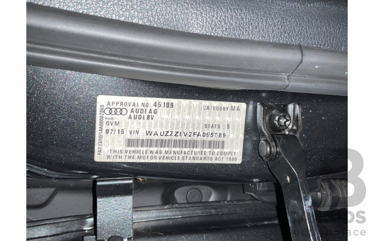 2/2015 Audi A3 Sportback S-Line 1.8 TFSI Quattro (AWD) Ambition 8V MY15 5d Hatchback Daytona Grey Pearl Turbo 1.8L