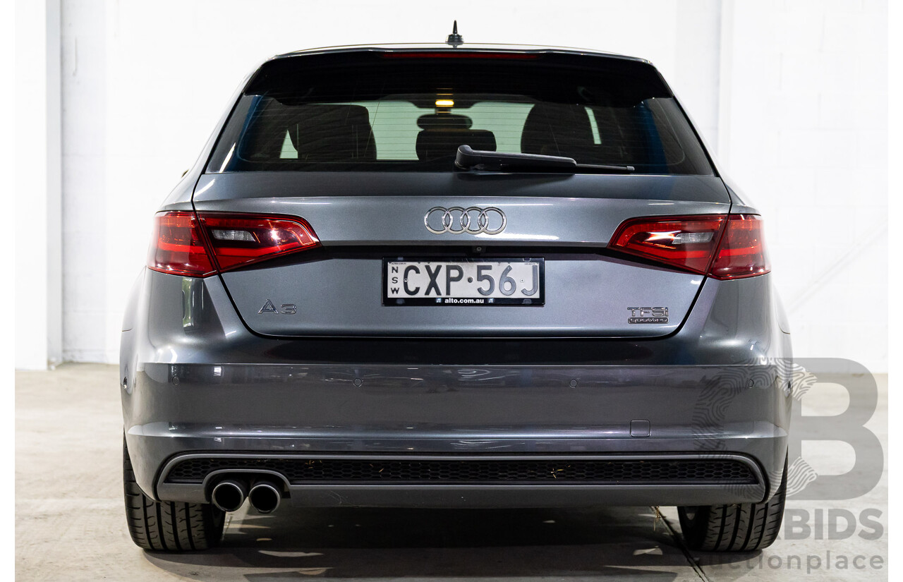 2/2015 Audi A3 Sportback S-Line 1.8 TFSI Quattro (AWD) Ambition 8V MY15 5d Hatchback Daytona Grey Pearl Turbo 1.8L