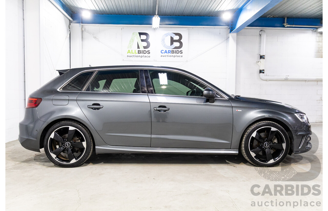 2/2015 Audi A3 Sportback S-Line 1.8 TFSI Quattro (AWD) Ambition 8V MY15 5d Hatchback Daytona Grey Pearl Turbo 1.8L