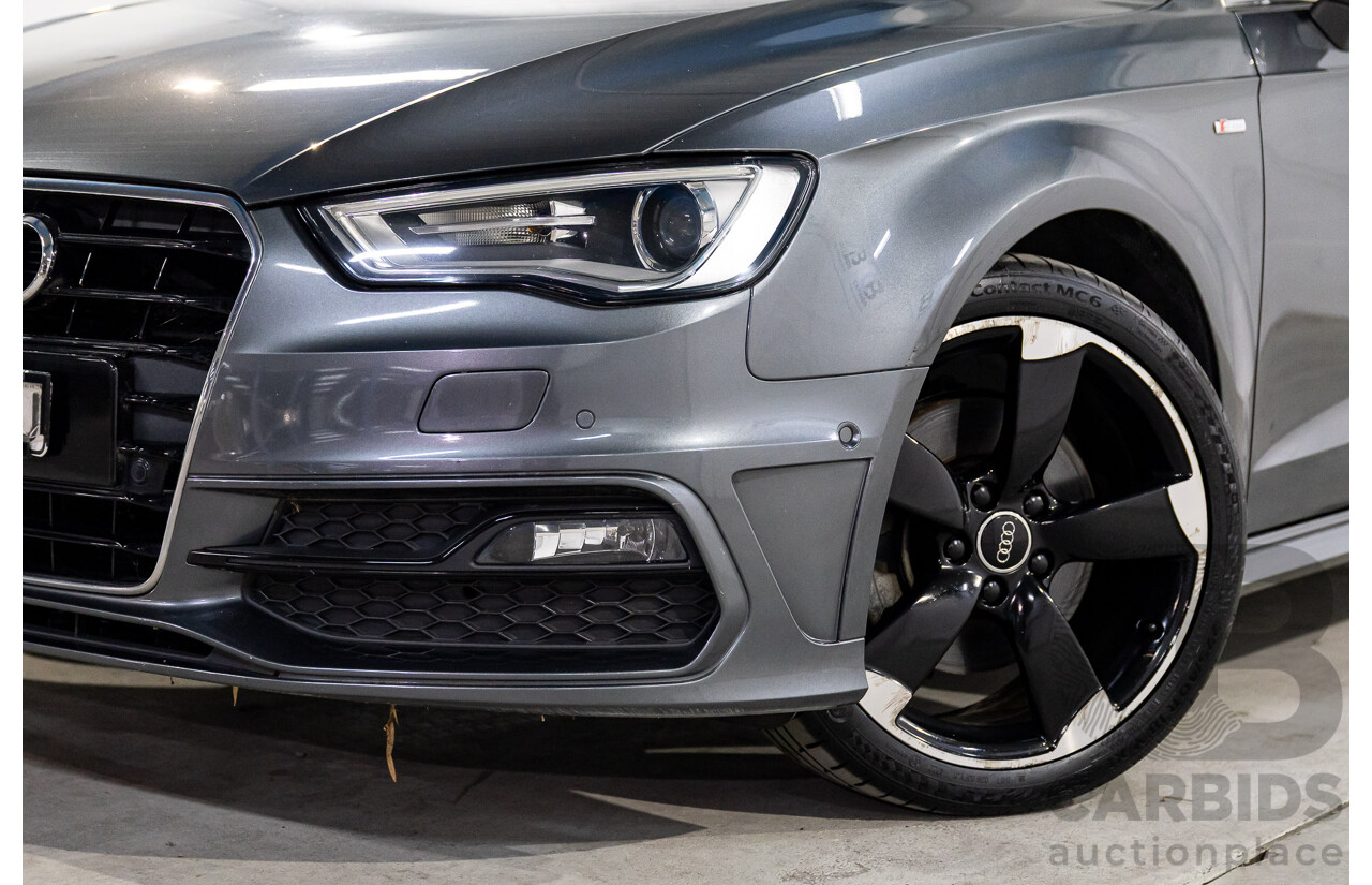 2/2015 Audi A3 Sportback S-Line 1.8 TFSI Quattro (AWD) Ambition 8V MY15 5d Hatchback Daytona Grey Pearl Turbo 1.8L