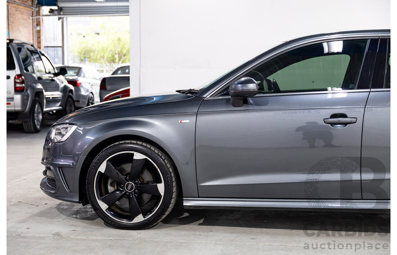 2/2015 Audi A3 Sportback S-Line 1.8 TFSI Quattro (AWD) Ambition 8V MY15 5d Hatchback Daytona Grey Pearl Turbo 1.8L