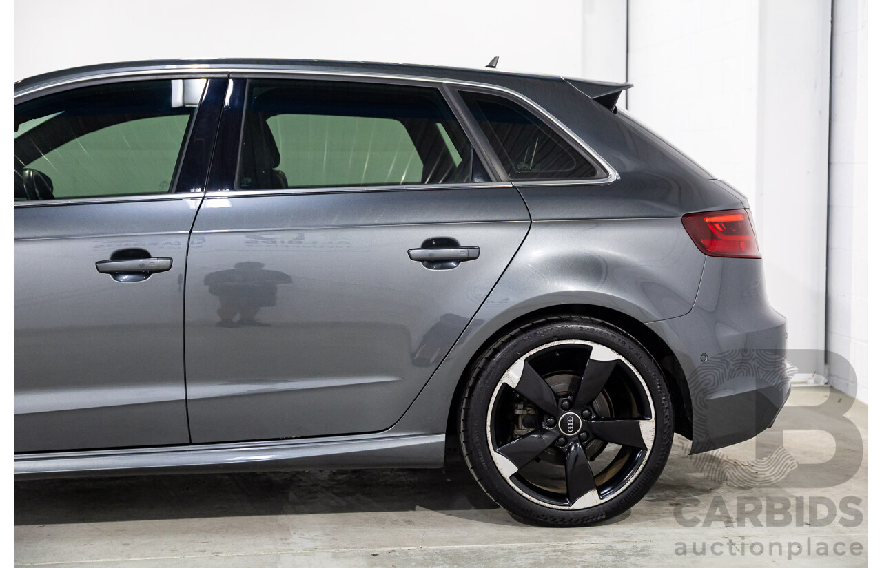 2/2015 Audi A3 Sportback S-Line 1.8 TFSI Quattro (AWD) Ambition 8V MY15 5d Hatchback Daytona Grey Pearl Turbo 1.8L