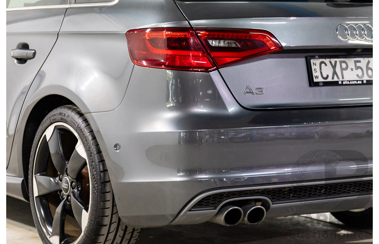 2/2015 Audi A3 Sportback S-Line 1.8 TFSI Quattro (AWD) Ambition 8V MY15 5d Hatchback Daytona Grey Pearl Turbo 1.8L