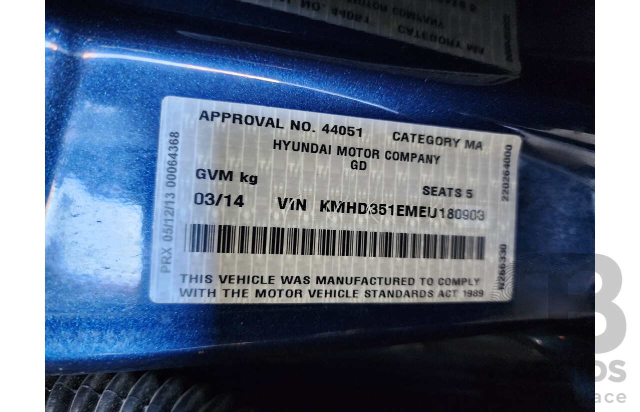 3/2014 Hyundai i30 Trophy GD MY14 5d Hatchback Blue 1.8L