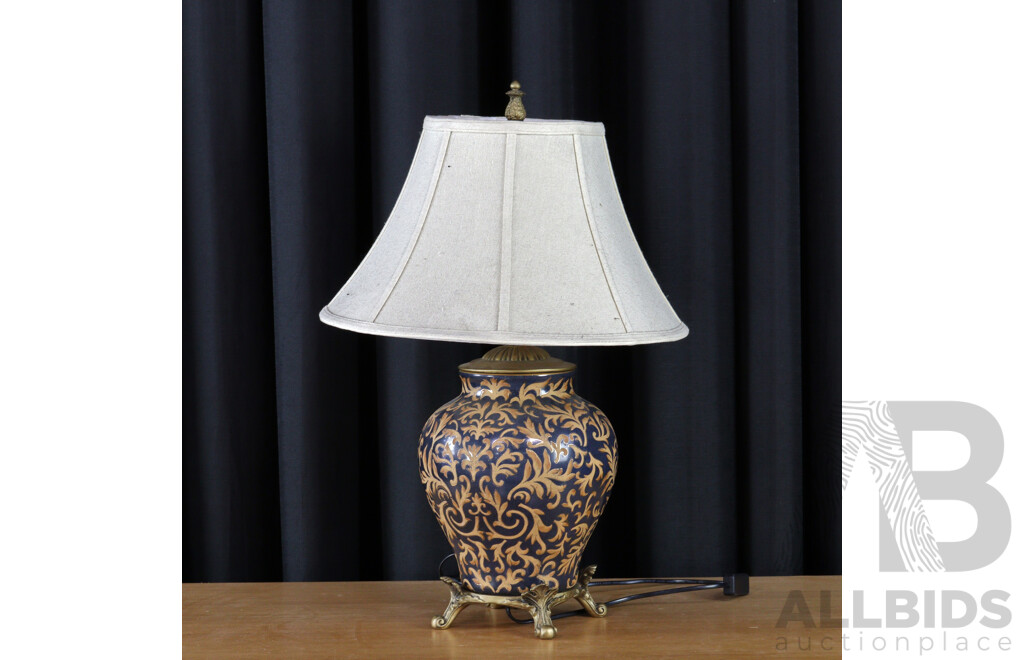 Single Ceramic Vintage Table Lamp with Brass Base