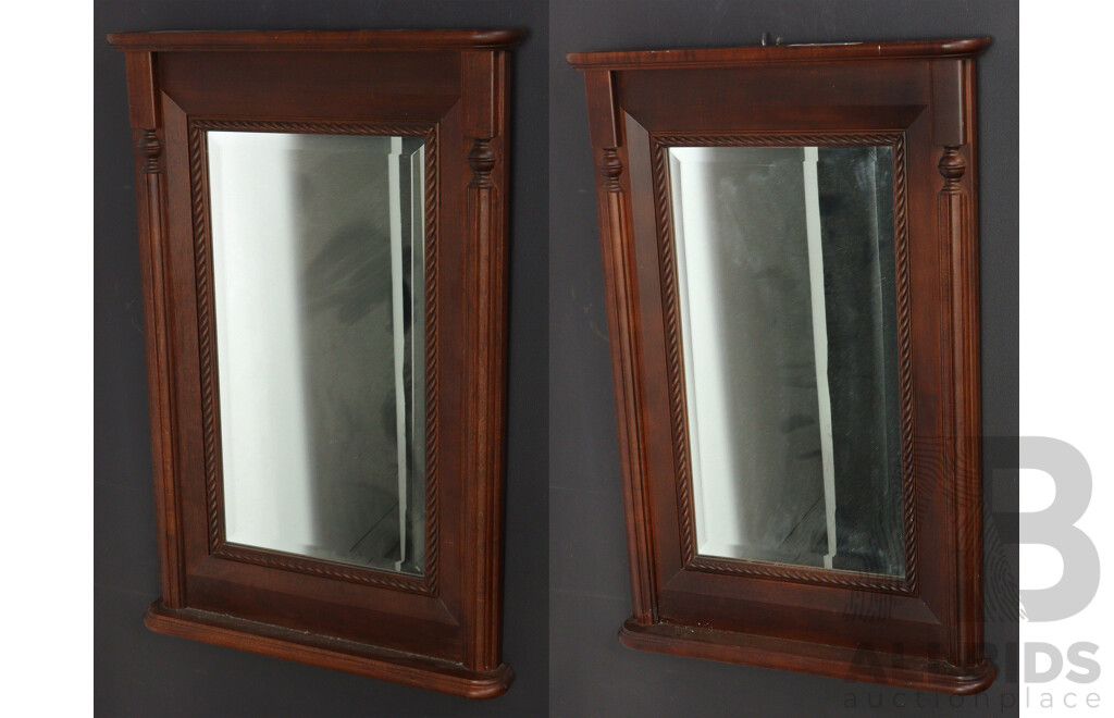 Pair of Timber Framed Bevelled Edge Mirrors