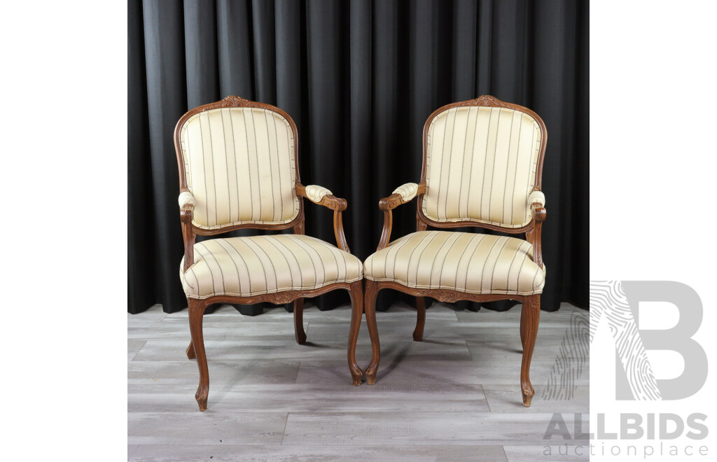 Pair of Over Sized Upholstered Carvers, Ex Canberra Based High Commission