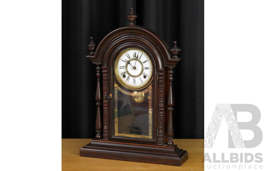 Vintage Walnut Parepa Ansonia Mantle Clock by Welsh, Spring & Co
