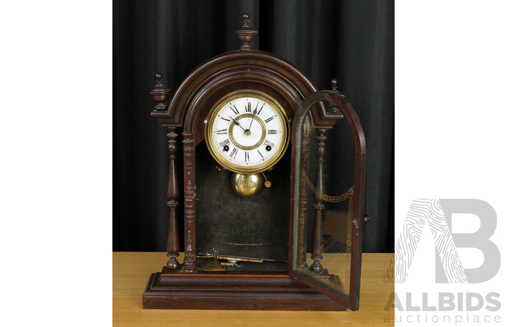 Vintage Walnut Parepa Ansonia Mantle Clock by Welsh, Spring & Co