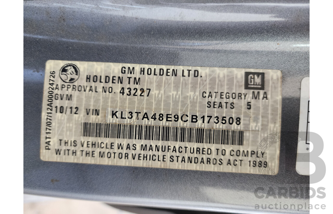 10/2012 Holden Barina  TM 5d Hatchback Grey 1.6L