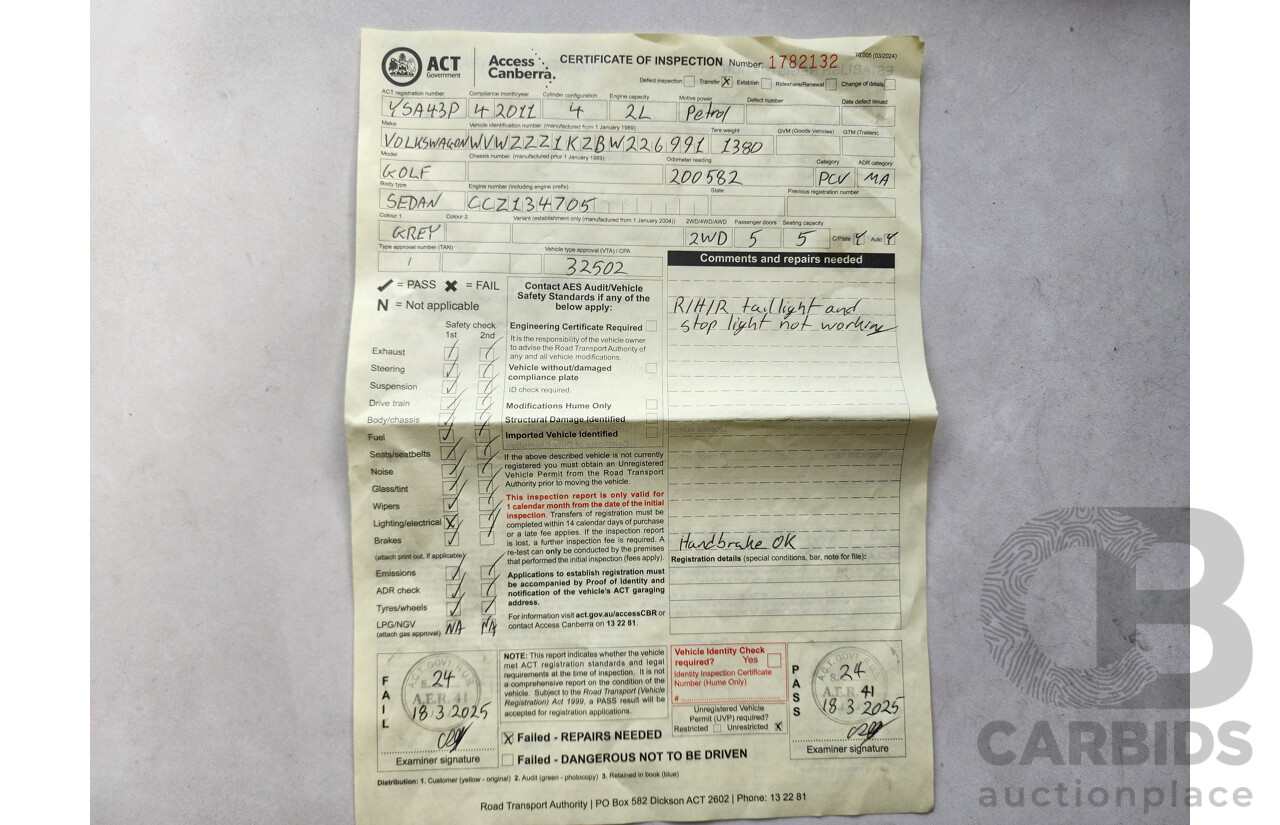 4/2011 Volkswagen Golf GTi 1K MY11 5d Hatchback Grey 2.0L