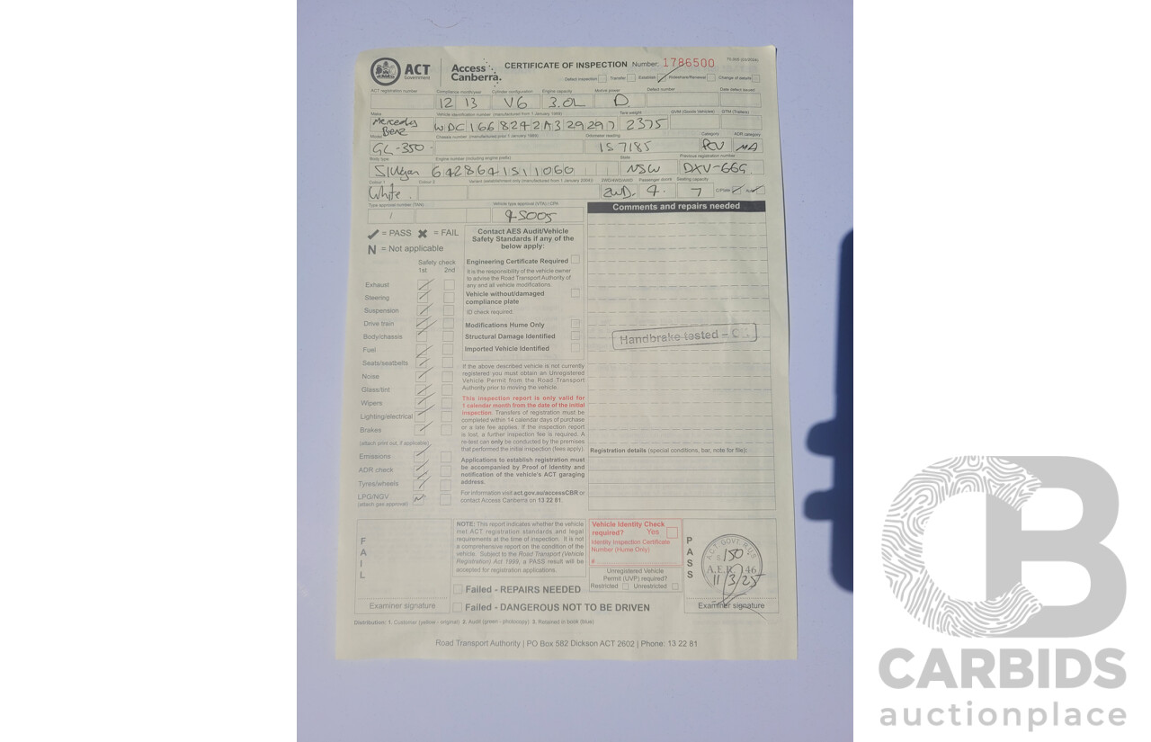 12/2013 Mercedes-Benz GL350 AMG Pack BLUETEC (AWD) X166 4D Wagon Polar White Turbo Diesel 3.0L - 7 Seats