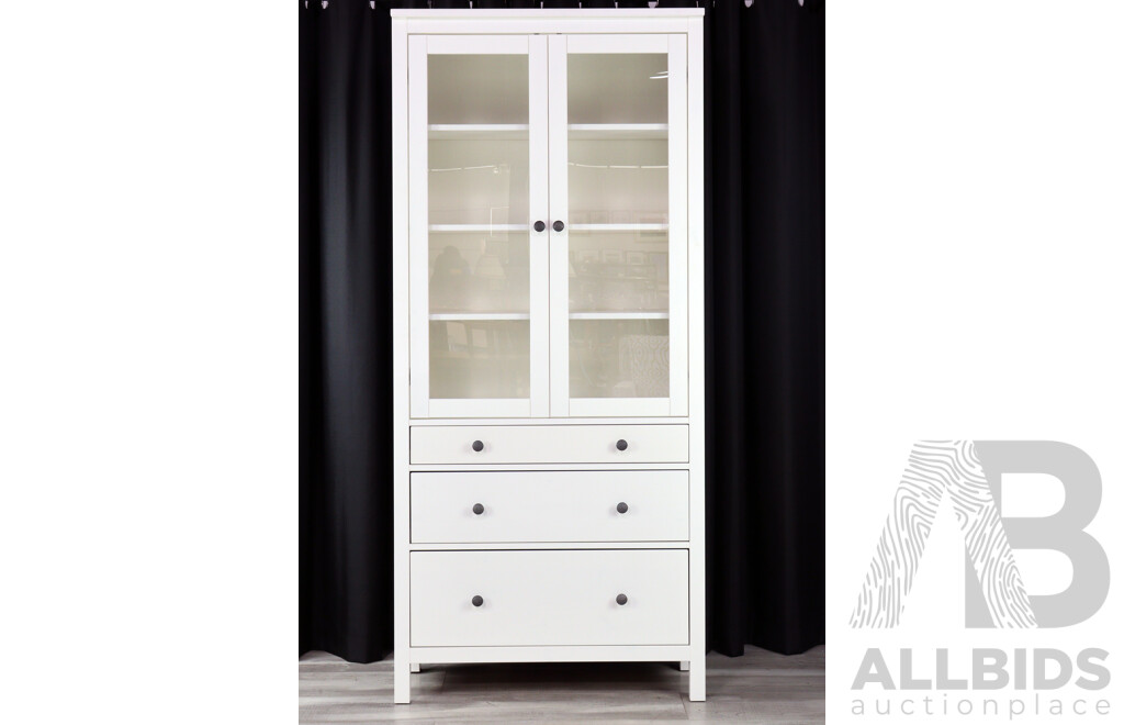 Ikea Glass Front Display Cabinet with Three Drawers