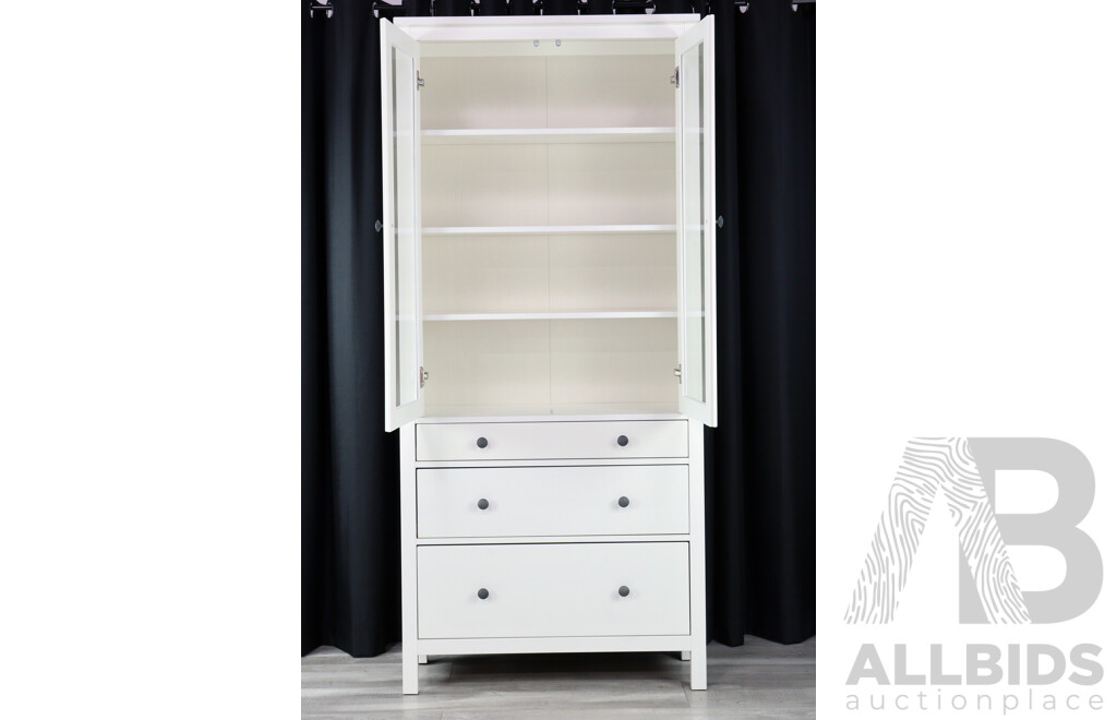 Ikea Glass Front Display Cabinet with Three Drawers