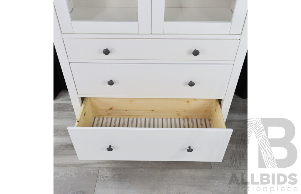 Ikea Glass Front Display Cabinet with Three Drawers