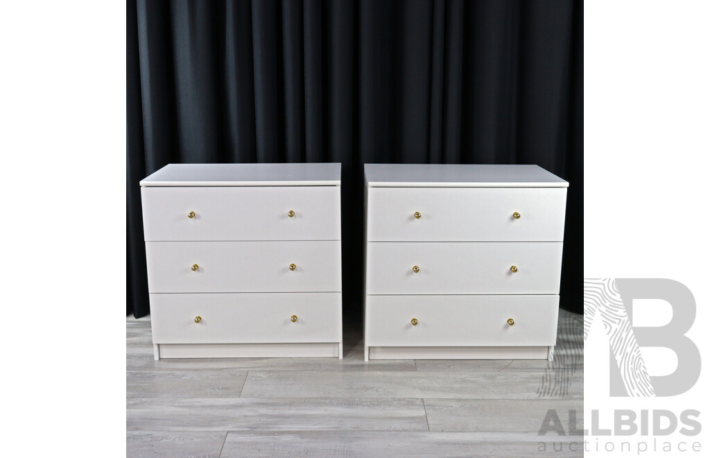Pair of Melamine Three Drawer Chests