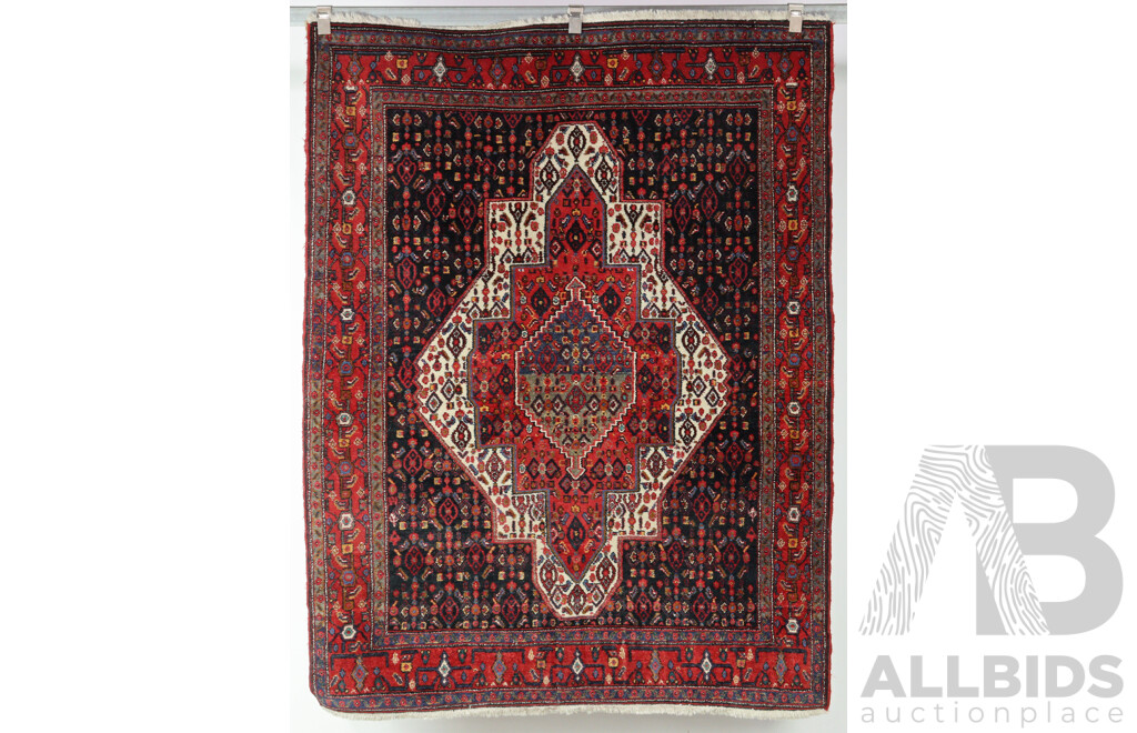 Vintage Hand Knotted Persian Qashqui Wool Rug