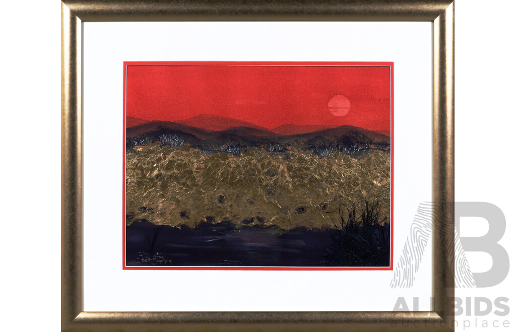 Elizabeth (Beth) Monahan, (20th Century, Australian, Died 2017), Red Sunset, Mixed Media, 62 x 74 cm (frame)