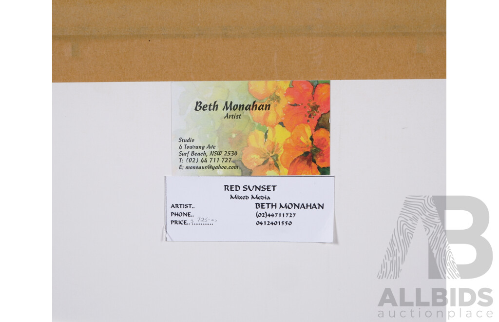 Elizabeth (Beth) Monahan, (20th Century, Australian, Died 2017), Red Sunset, Mixed Media, 62 x 74 cm (frame)