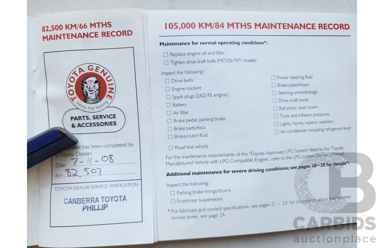 2/2003 Toyota Camry Sportivo MCV36R 4d Sedan Blue 3.0L