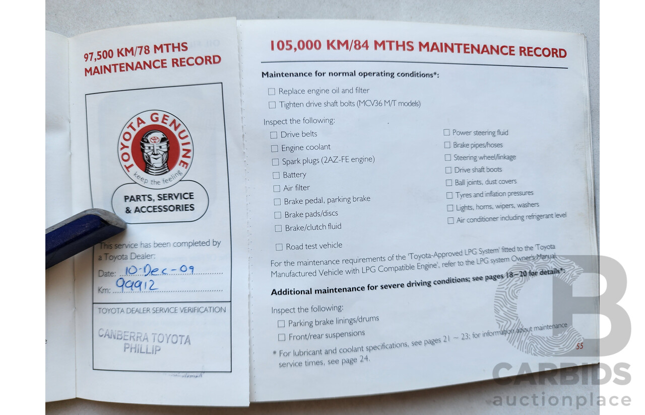 2/2003 Toyota Camry Sportivo MCV36R 4d Sedan Blue 3.0L