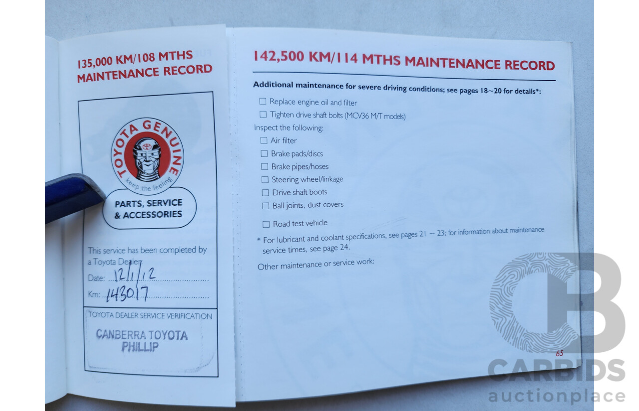 2/2003 Toyota Camry Sportivo MCV36R 4d Sedan Blue 3.0L