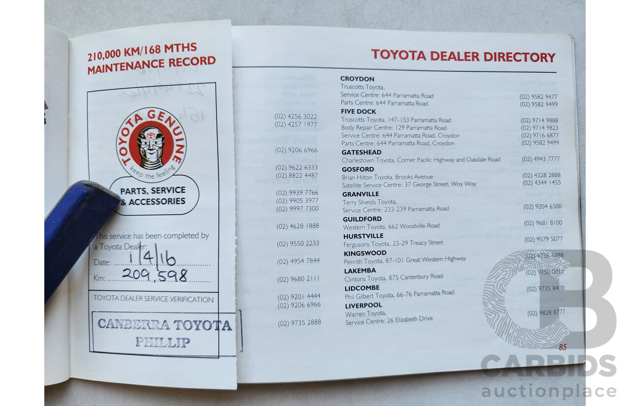 2/2003 Toyota Camry Sportivo MCV36R 4d Sedan Blue 3.0L