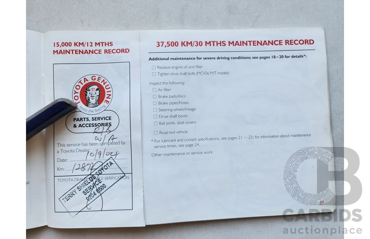 2/2003 Toyota Camry Sportivo MCV36R 4d Sedan Blue 3.0L