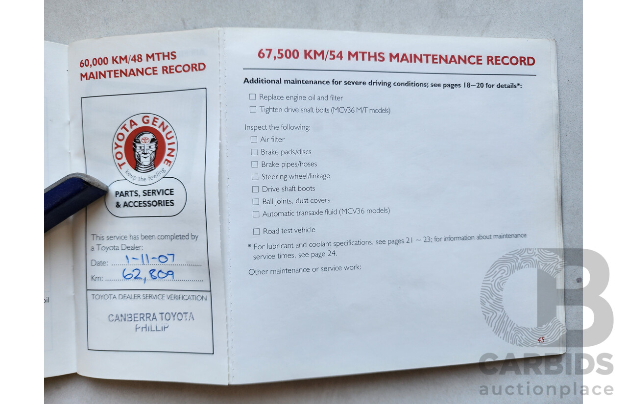 2/2003 Toyota Camry Sportivo MCV36R 4d Sedan Blue 3.0L