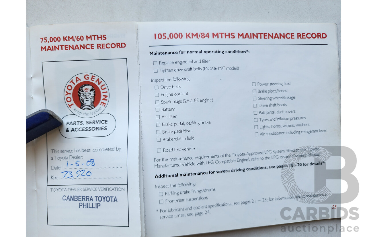 2/2003 Toyota Camry Sportivo MCV36R 4d Sedan Blue 3.0L