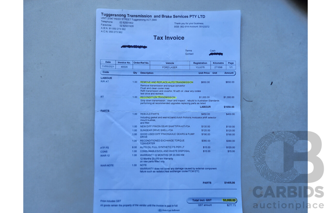 2/1991 Ford Laser GL KF 4d Sedan White 1.6L