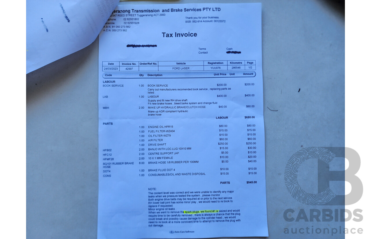 2/1991 Ford Laser GL KF 4d Sedan White 1.6L