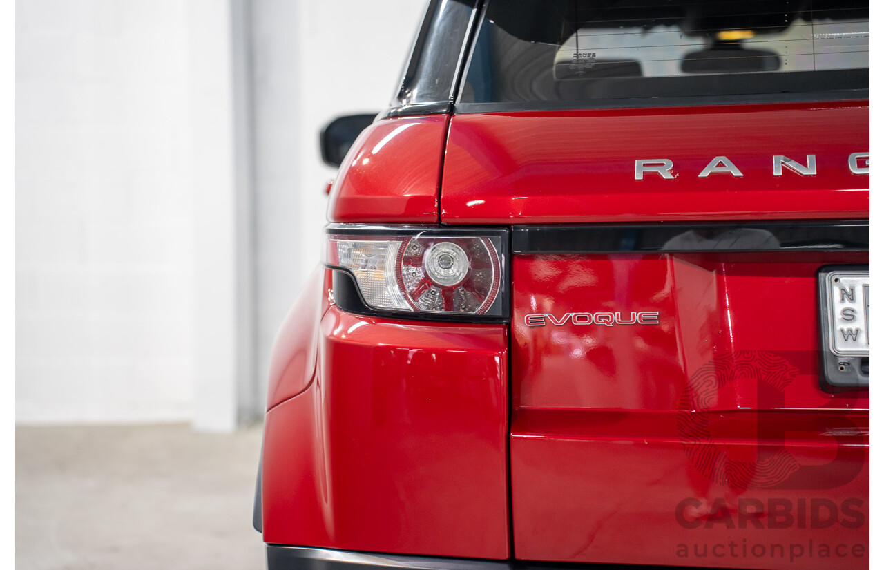 6/2013 Range Rover Evoque TD4 Pure LV MY13 5d Wagon Firenze Red Metallic/Santorini Black Roof Turbo Diesel 2.2L