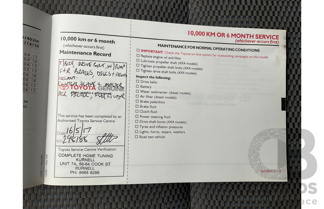 3/2005 Toyota Hilux LN147R Dual Cab P/Up Vanilla White Turbo Diesel 3.0L