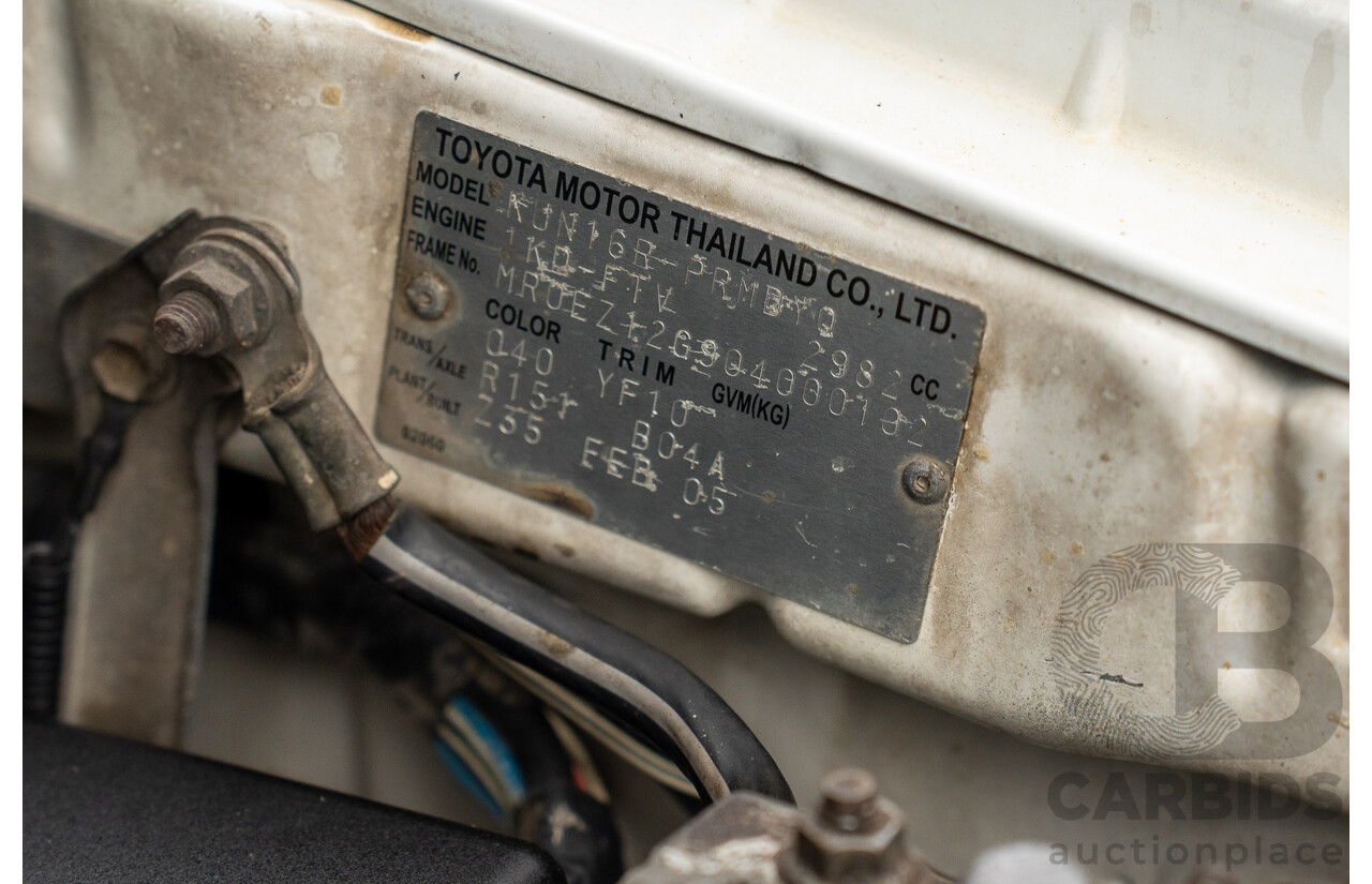 3/2005 Toyota Hilux LN147R Dual Cab P/Up Vanilla White Turbo Diesel 3.0L