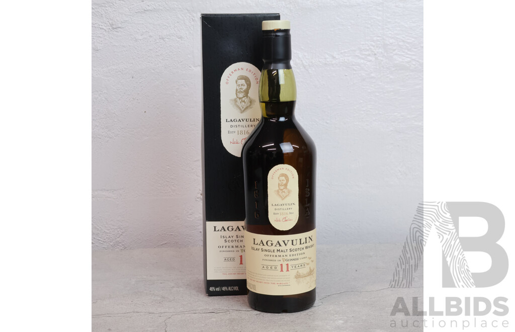 Boxed Lagavulin Islay Single Malt Scotch Whiskey, Offerman Edition
