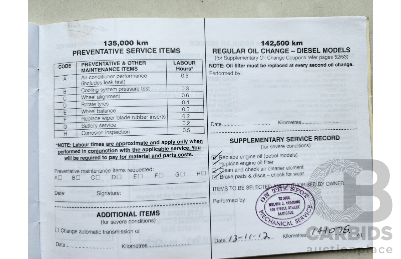 11/2001 Mitsubishi Pajero Exceed LWB (4x4) NM 4d Wagon Red 3.5L