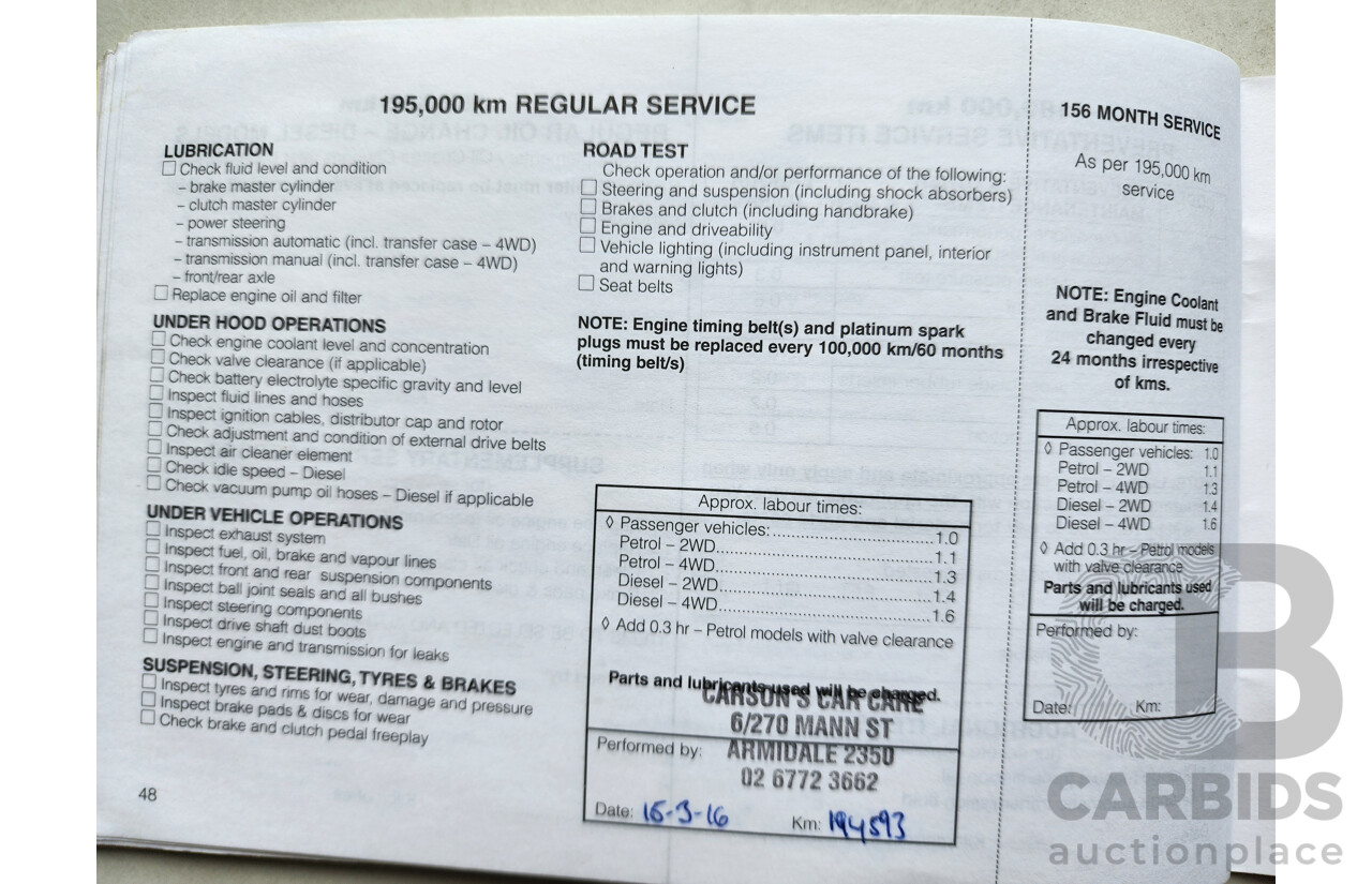 11/2001 Mitsubishi Pajero Exceed LWB (4x4) NM 4d Wagon Red 3.5L