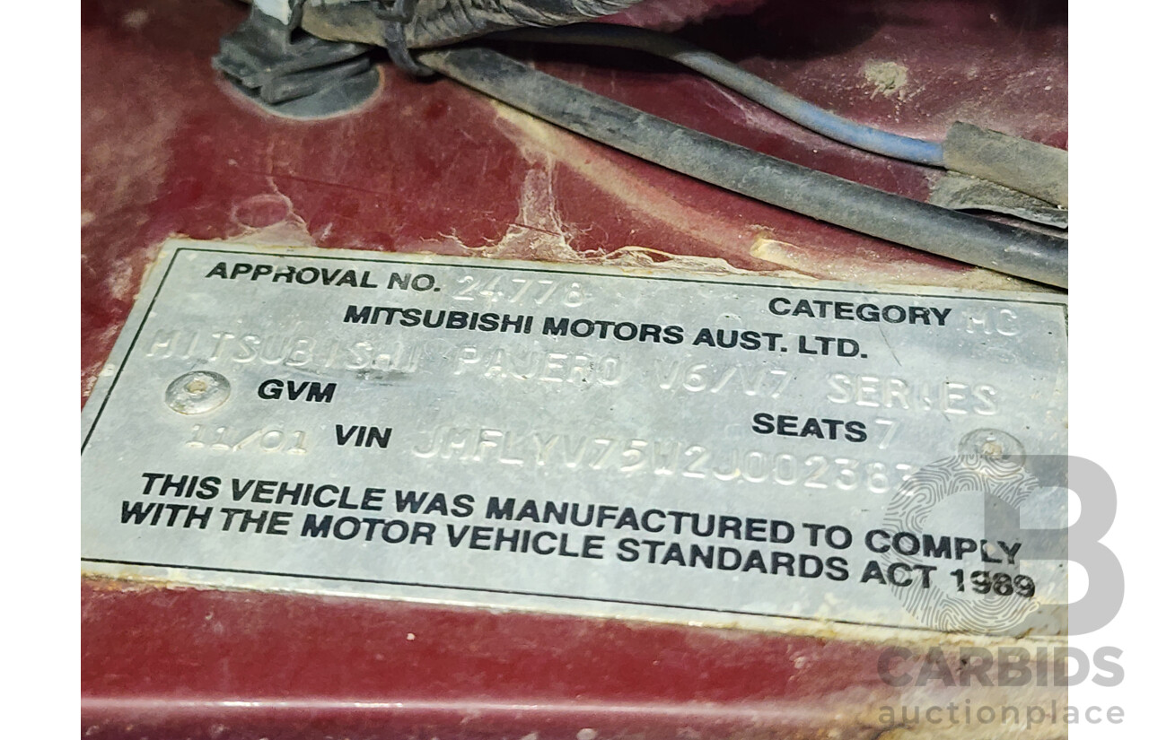 11/2001 Mitsubishi Pajero Exceed LWB (4x4) NM 4d Wagon Red 3.5L