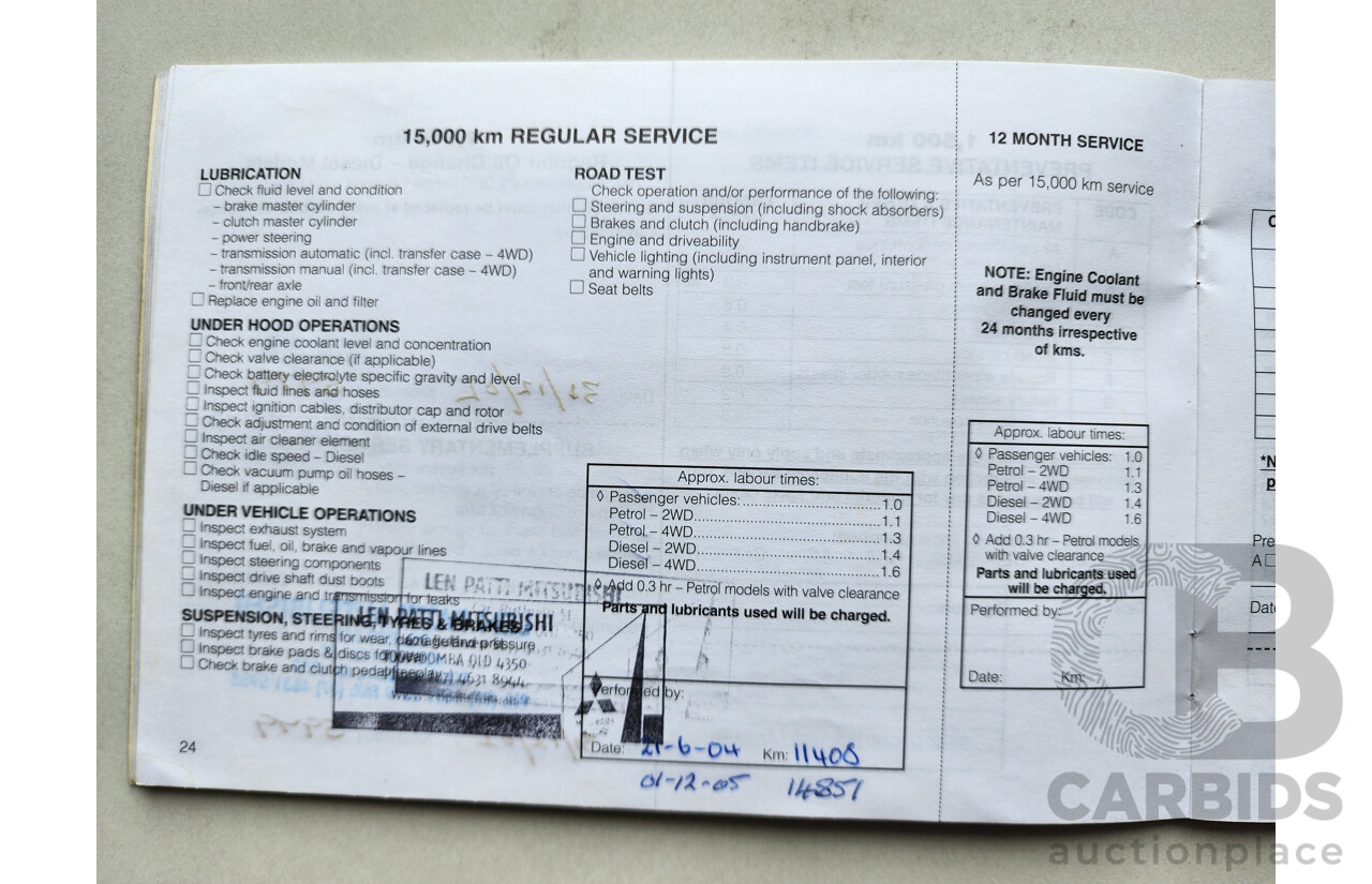 11/2001 Mitsubishi Pajero Exceed LWB (4x4) NM 4d Wagon Red 3.5L