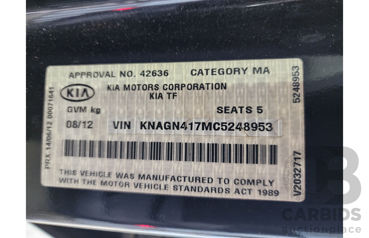 8/2012 Kia Optima Si TF MY12 4d Sedan Black 2.4L