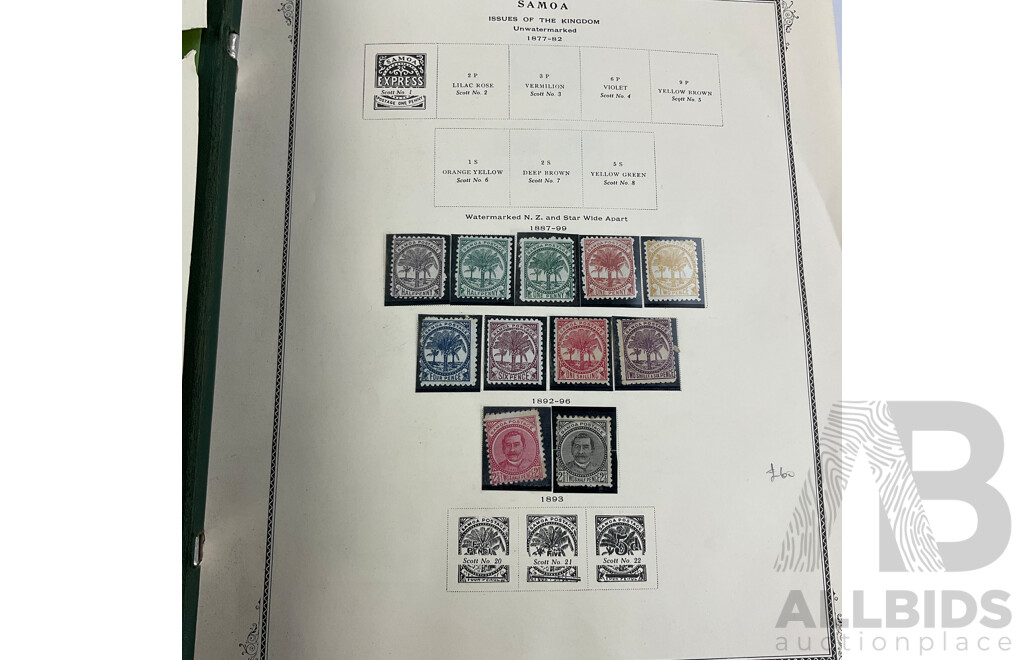 Scott Album of British Commonwealth Islands in Oceania Mint and Cancelled Stamps Including New Zealand/Samoa Over Prints