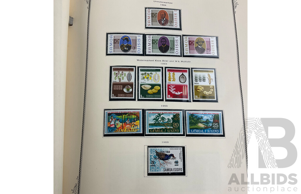 Scott Album of British Commonwealth Islands in Oceania Mint and Cancelled Stamps Including New Zealand/Samoa Over Prints