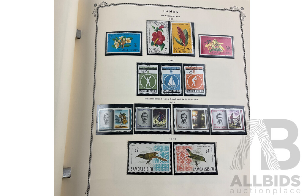 Scott Album of British Commonwealth Islands in Oceania Mint and Cancelled Stamps Including New Zealand/Samoa Over Prints