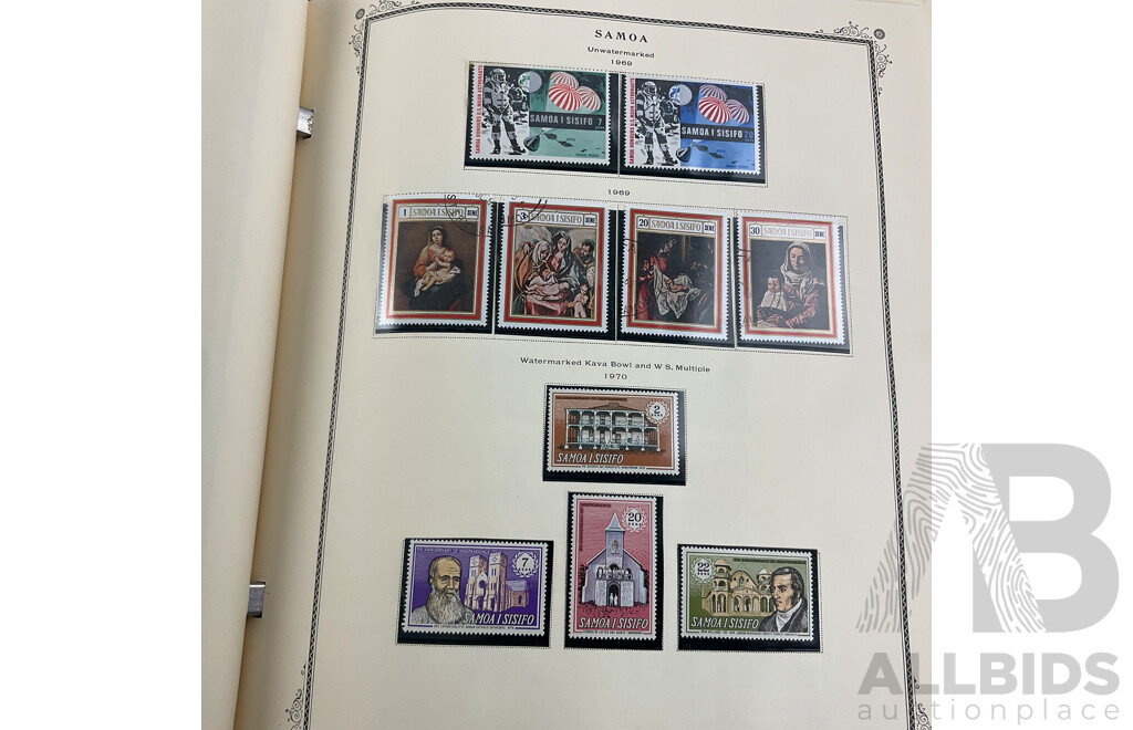 Scott Album of British Commonwealth Islands in Oceania Mint and Cancelled Stamps Including New Zealand/Samoa Over Prints