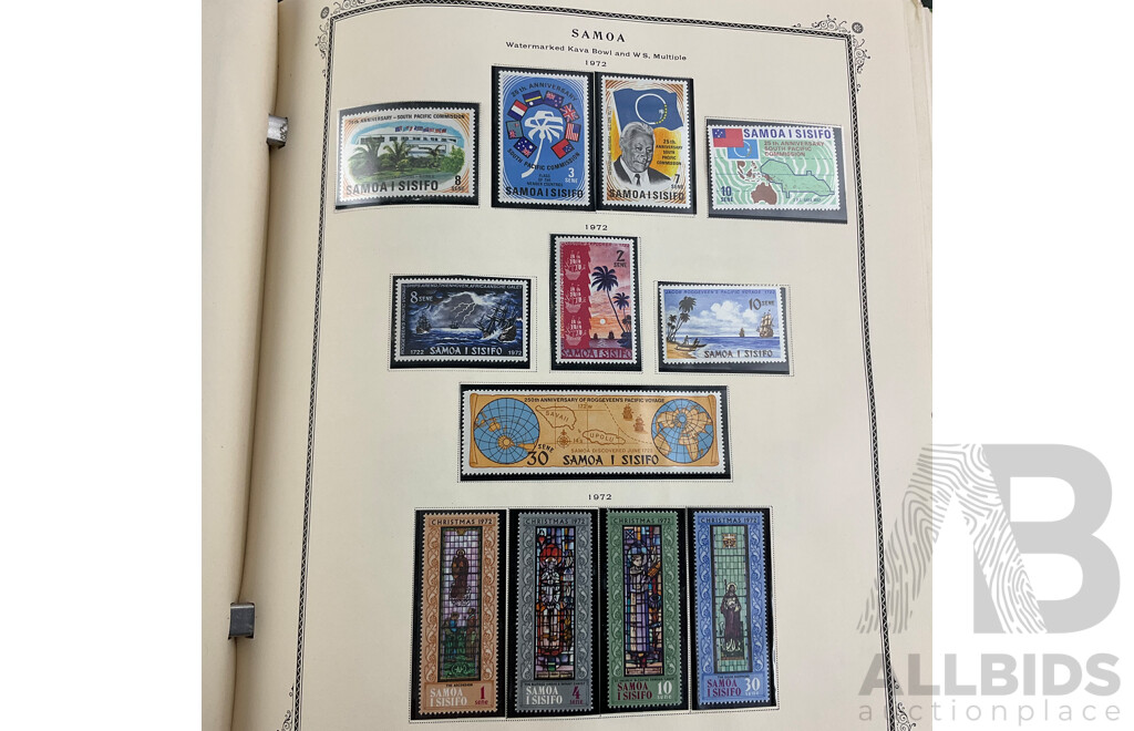 Scott Album of British Commonwealth Islands in Oceania Mint and Cancelled Stamps Including New Zealand/Samoa Over Prints