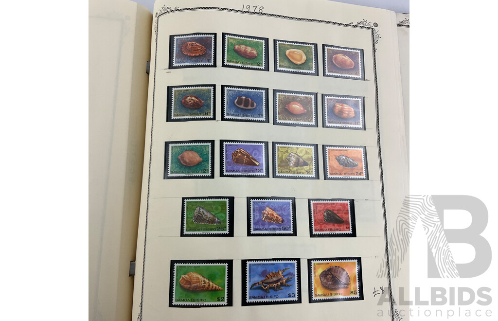 Scott Album of British Commonwealth Islands in Oceania Mint and Cancelled Stamps Including New Zealand/Samoa Over Prints