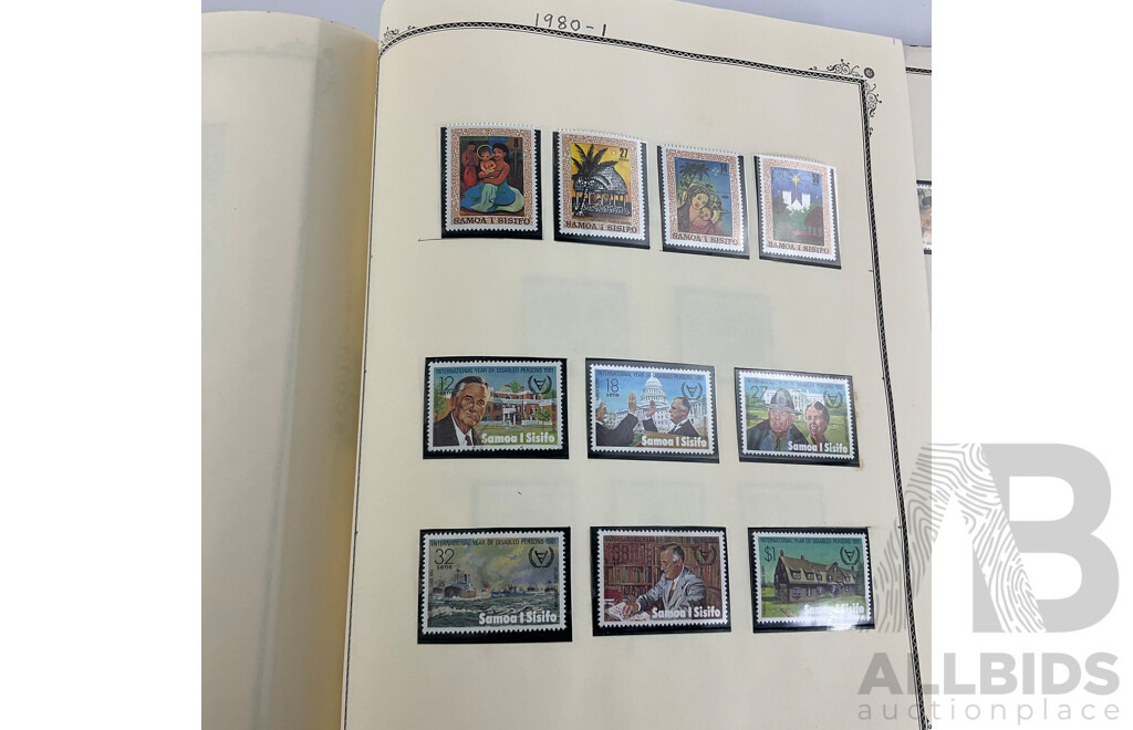 Scott Album of British Commonwealth Islands in Oceania Mint and Cancelled Stamps Including New Zealand/Samoa Over Prints