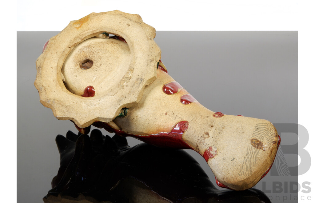 Antique Majolica Pottery Lobster Form Wall Pocket Vase